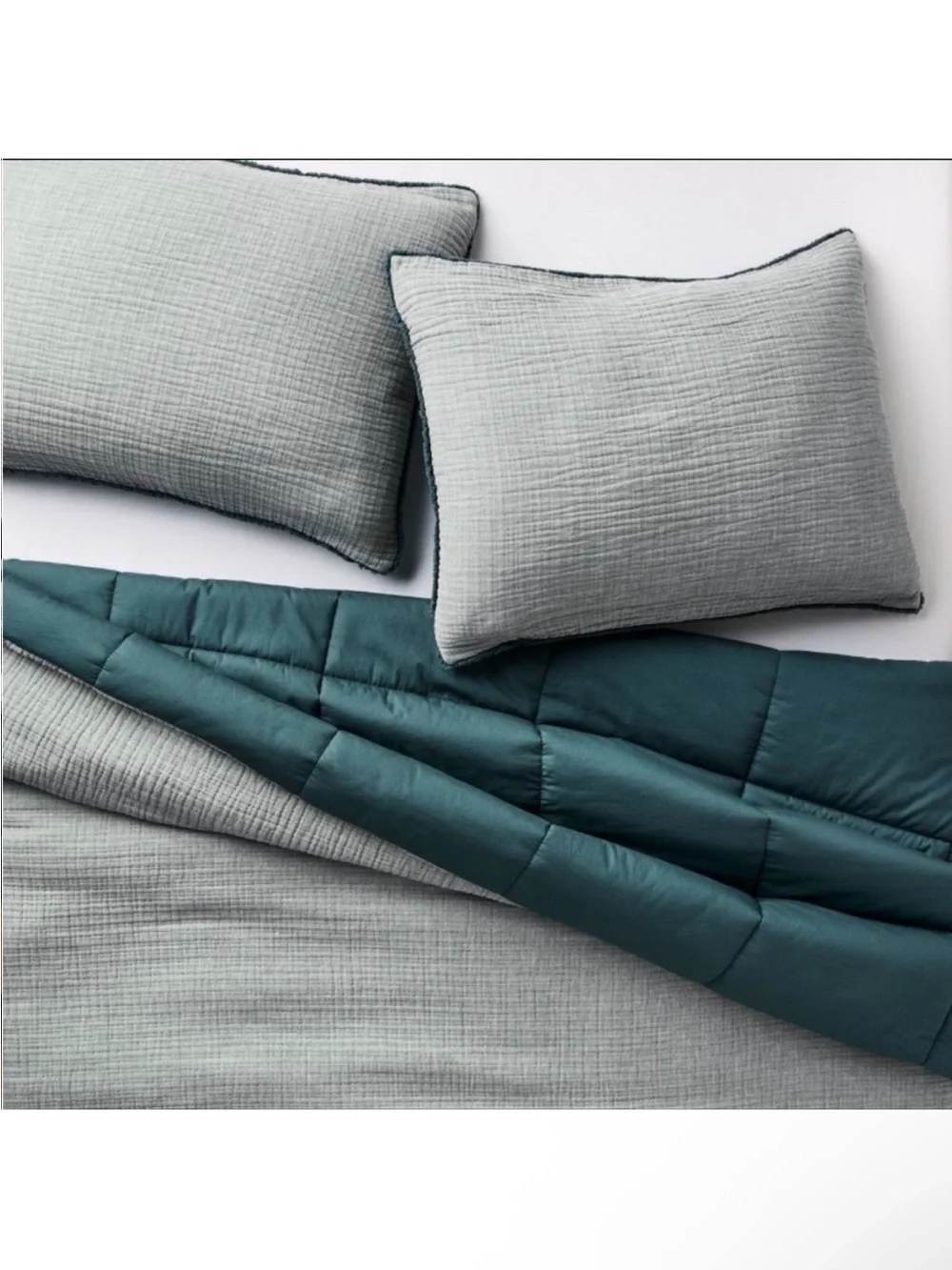 NWT King/California King Textured Chambray Comforter & Sham Set Dark Teal Blue